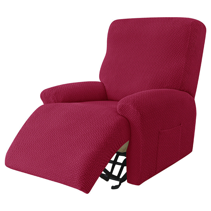 Cross-border European-style Recliner Stretch Sofa Cover Thickened Diagonal Stripe Fleece Recliner Protective Pad Non-slip Fur