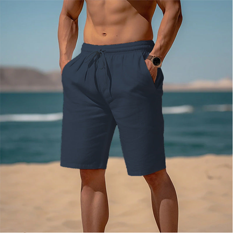 Summer Drawstring Shorts Elastic Waist Straight Pants Beach Breathable Shorts For Men Clothing O1CN01QdFBd91YGhphnPJ4y  22007