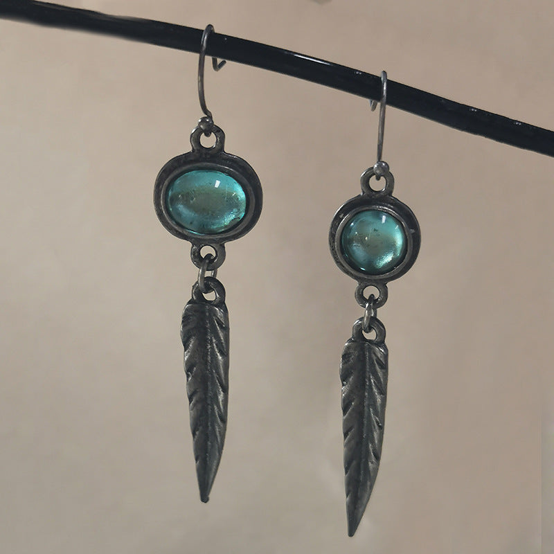 Fashion Simple Opal Feather Pendant Earrings O1CN01QpS69T1qyMXCbOVgM  2206372095564 0 cib