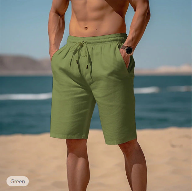 Summer Drawstring Shorts Elastic Waist Straight Pants Beach Breathable Shorts For Men Clothing O1CN01REraEu1YGhpepsKzm  22007