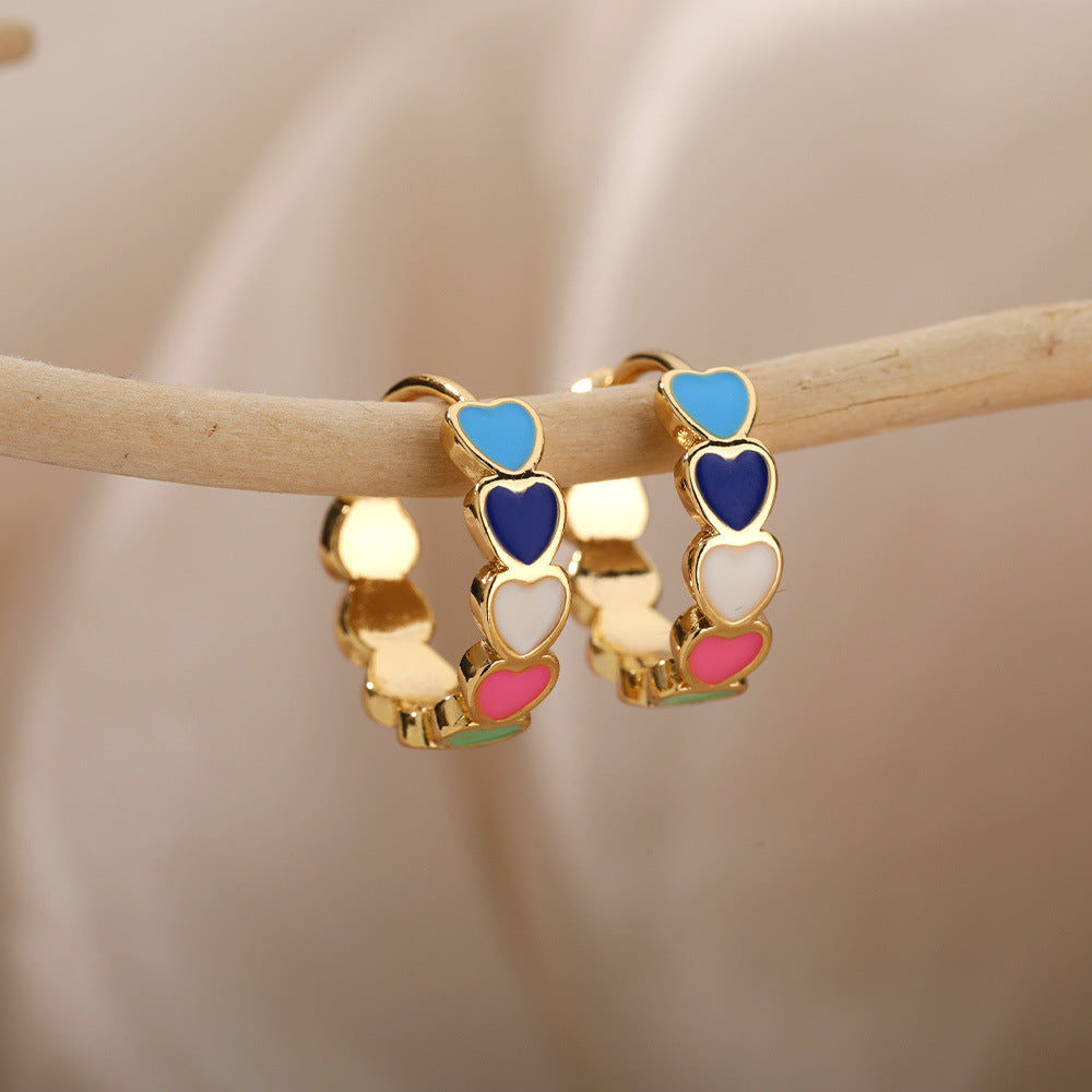Colorful Oil Necklace C- Shaped Heart Shaped Ear Ring O1CN01RV9Pke1DmfKJeocWZ  3982340259 0 cib