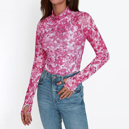 Floral Mesh Crew Neck Long Sleeve Mesh Top O1CN01S2QK161FPt8LfYIn3  2216594650480 0 cib