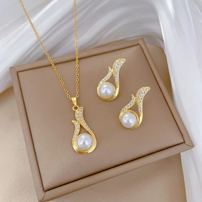 Necklace And Earrings Suite Light Luxury Full Diamond Pearl O1CN01TIxMAL2J3gWOmWCrY  2206683529366 0 cib