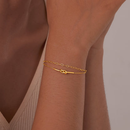 Versatile New Stainless Steel Women's Double-layer Knotted Twin Bracelet O1CN01TU6WOA1aRohLU7cUu  2214540593327 0 cib