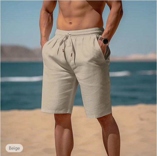 Summer Drawstring Shorts Elastic Waist Straight Pants Beach Breathable Shorts For Men Clothing O1CN01UanhaG1YGhpfbXGSe  22007