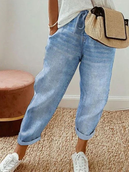 Women's Floral Print Fashion Graffiti Loose Pockets Casual Pants O1CN01WWuva11sen368oecS  2217696275792 0 cib