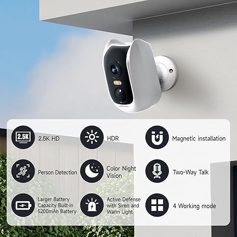 4MP Wireless Home Battery Camera Outdoor Waterproof WiFi Color Night Vision Surveillance Camera - 图片 1