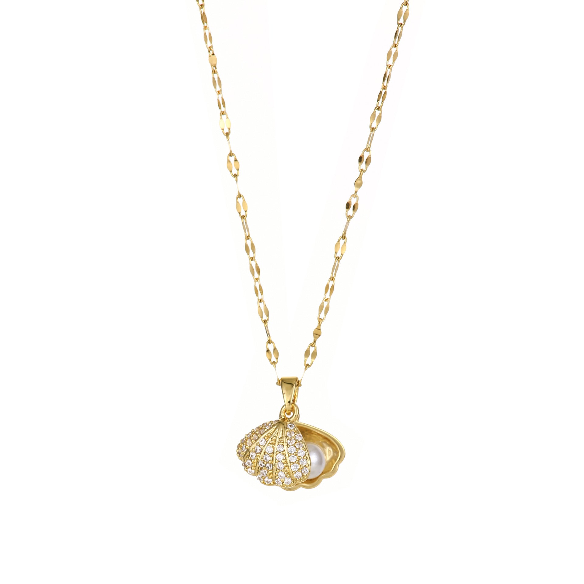 Shell Pearl Necklace With Rhinestones Female Zircon Temperament Personality Jewelry O1CN01YzEvCe2Dy7cKlUaVs  2215616488677 0 