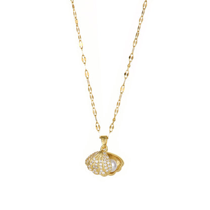 Shell Pearl Necklace With Rhinestones Female Zircon Temperament Personality Jewelry O1CN01YzEvCe2Dy7cKlUaVs  2215616488677 0 