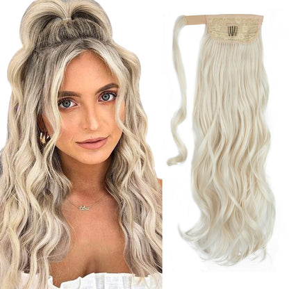 European And American Style Wig Ponytail Women's Long Curly Hair Elastic Velcro Wave Realistic Ponytail Braid O1CN01ZHFpnI1sl