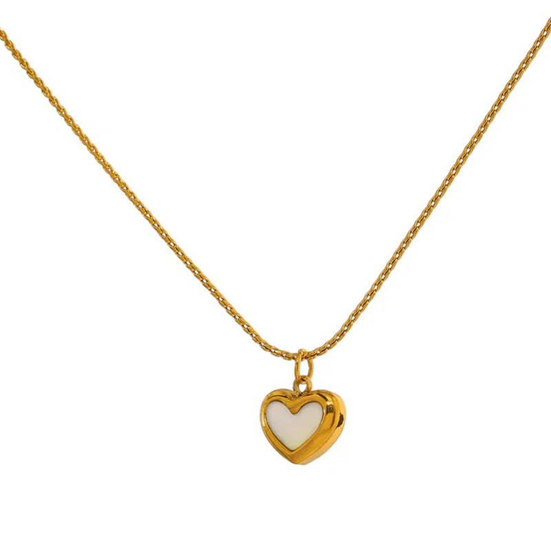 18K Golden Clavicle Chain French Simplicity Titanium Steel Shell Love Heart - HD Wireless Product #6