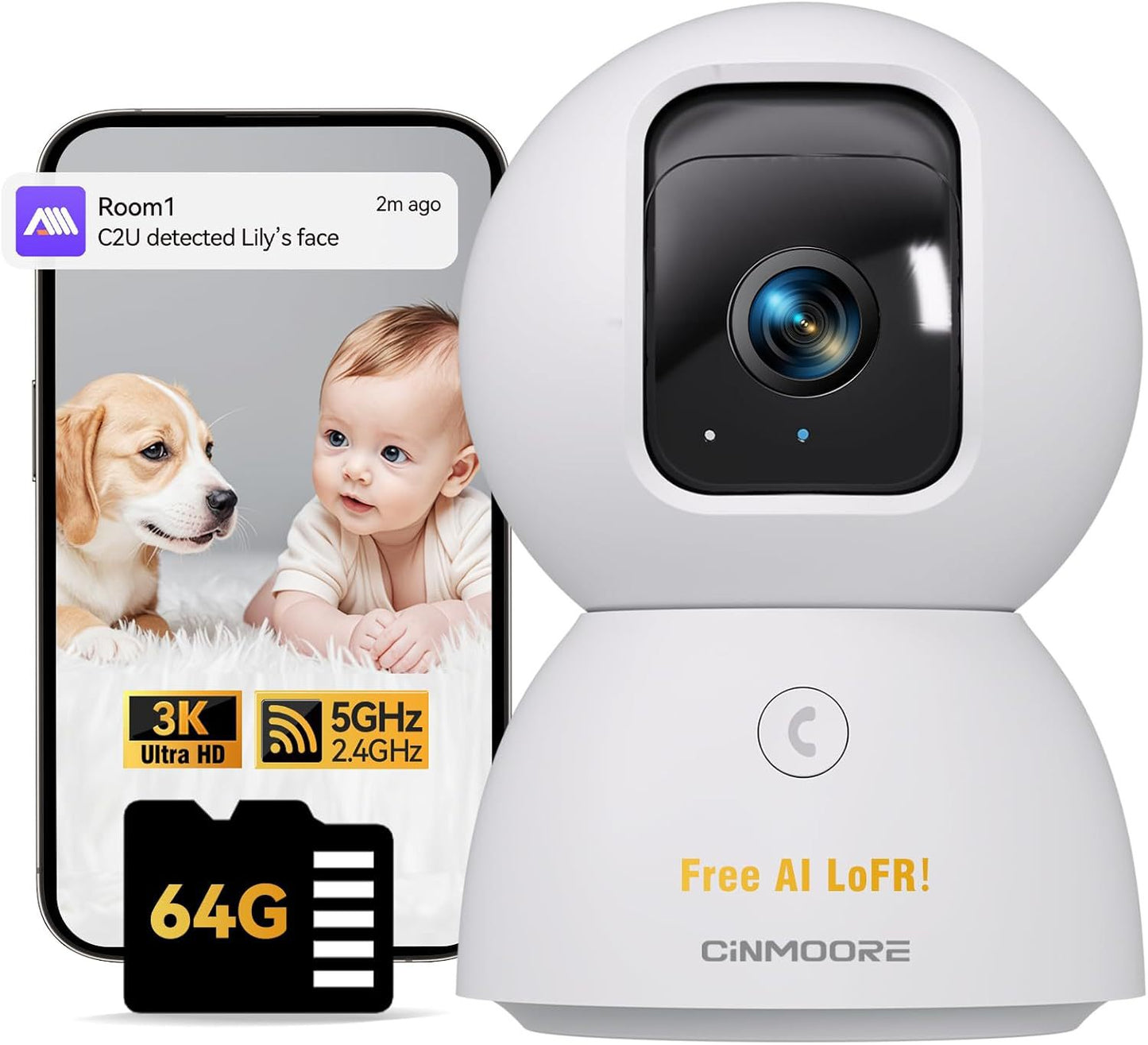Shenmo 5 million HD dual-band WiFi camera 3K indoor home security voice intercom camera - 图片 7