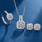 Three-piece Eight Hearts And Eight Arrows Zircon Rings Ear Studs Pendant Necklace Suit