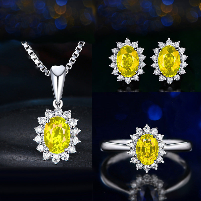 High-grade Ring Necklace Ear Stud Ornament Colored Gems Set Three-piece Set O1CN01b3hZjR1WNSOL8bVE6  2344632776 0 cib