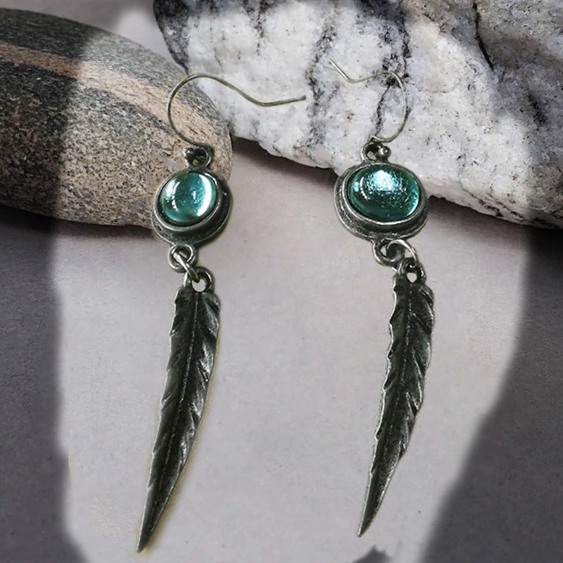 Fashion Simple Opal Feather Pendant Earrings O1CN01dKeRnj1qyMX6lvx3c  2206372095564 0 cib