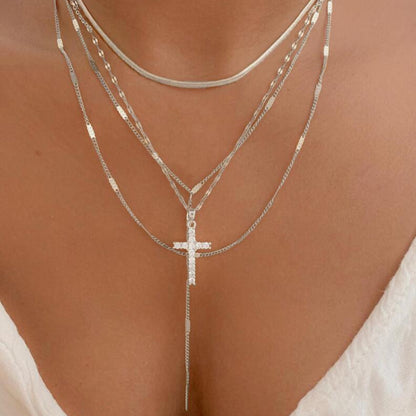 Fashion Special-interest Vintage Cross Pendant Clavicle Chain Multi-layer O1CN01dtTP6u29BL0zkwUpJ  1007608029 0 cib