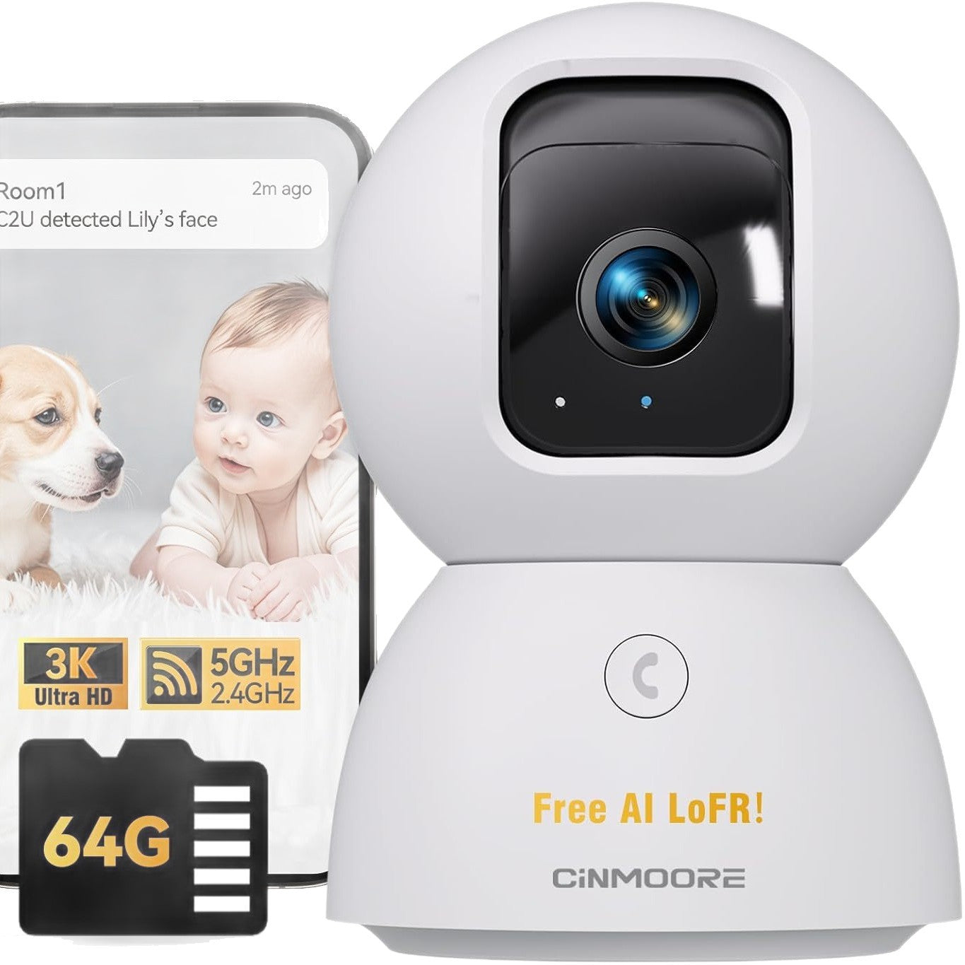 Shenmo 5 million HD dual-band WiFi camera 3K indoor home security voice intercom camera - 图片 5