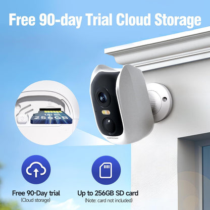 4MP Wireless Home Battery Camera Outdoor Waterproof WiFi Color Night Vision Surveillance Camera - 图片 7