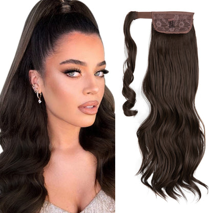 European And American Style Wig Ponytail Women's Long Curly Hair Elastic Velcro Wave Realistic Ponytail Braid O1CN01gbJdX51sl