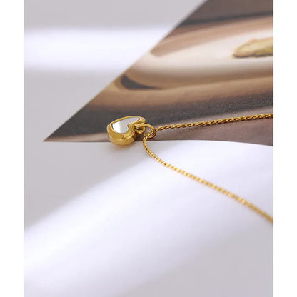 18K Golden Clavicle Chain French Simplicity Titanium Steel Shell Love Heart - HD Wireless Product #4