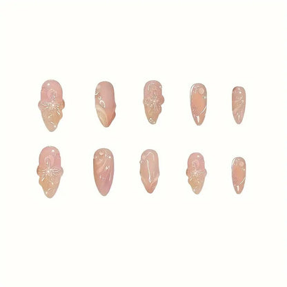 Almond Nail Pure Flower Wear Nail Removable Fake Nails O1CN01iJkF4r1Tt6zd93MyK  2216422282439 0 cib