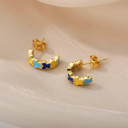 Colorful Oil Necklace C- Shaped Heart Shaped Ear Ring O1CN01iWmuSV1DmfK6pWbSS  3982340259 0 cib