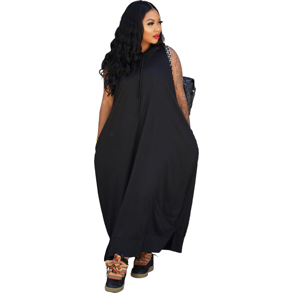 Women's Cape Sleeveless Pocket Loose Dress O1CN01jfK1km28wDhahKa1X  3910817996 0 cib