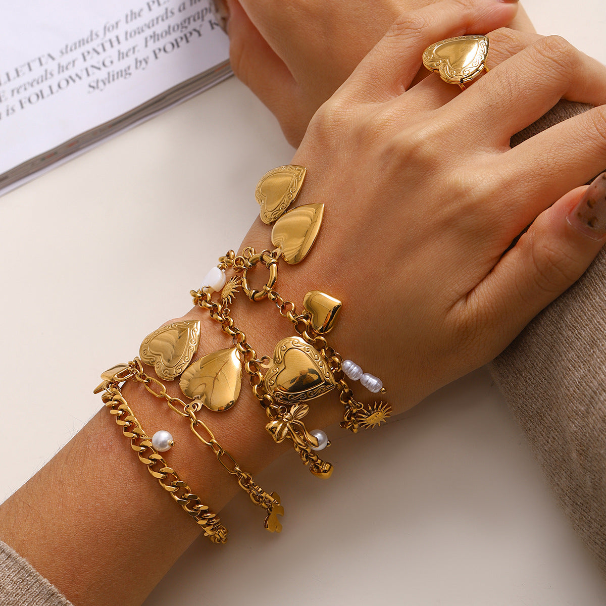 Love Chain Bracelet Fashion Titanium Steel Pearl Bow Bracelet O1CN01lCl7382ElaSxe82VB  2210913638785 0 cib