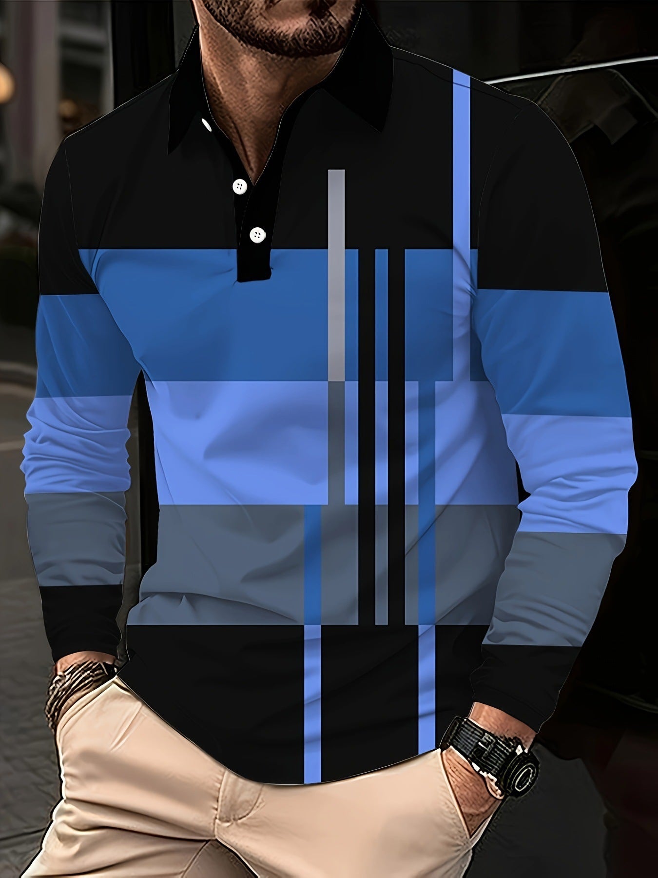 Men's Button Casual Slim Lapel 3D Printed Long Sleeve O1CN01p084nv1e0ZcZC4xuM  2218449613809 0 cib