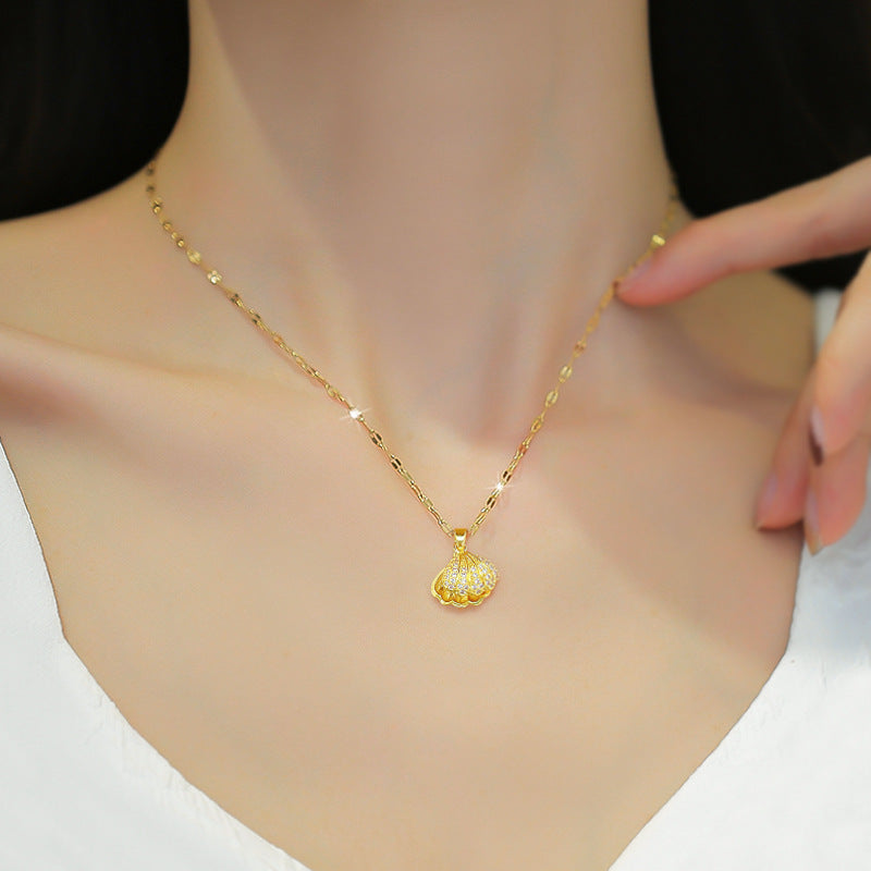 Shell Pearl Necklace With Rhinestones Female Zircon Temperament Personality Jewelry O1CN01poTjUW2Dy7cJjfoOz  2215616488677 0 