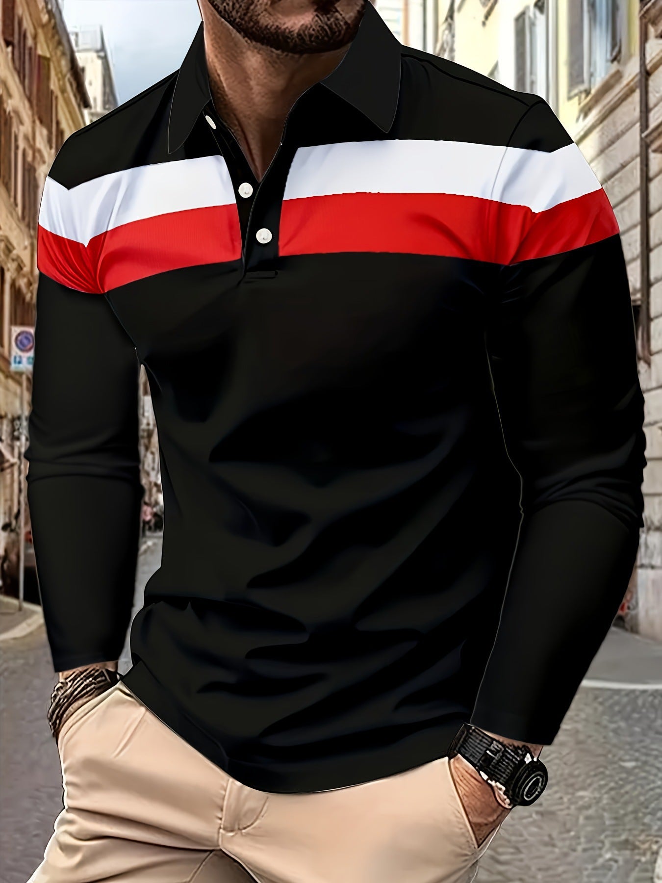 Men's Button Casual Slim Lapel 3D Printed Long Sleeve O1CN01r3RG3v1e0ZcSCXXNx  2218449613809 0 cib