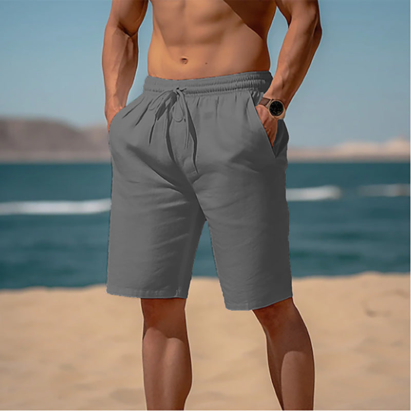 Summer Drawstring Shorts Elastic Waist Straight Pants Beach Breathable Shorts For Men Clothing O1CN01rDswov1YGhpeoqxpw  22007