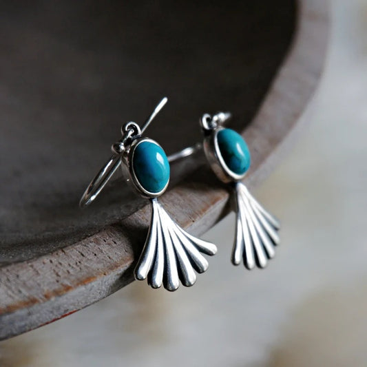 European And American Popular Creative Thai Silver Fan-shaped Turquoise Earrings O1CN01rHfs6o1TI0gAOEpHd  2206709272358 0 cib