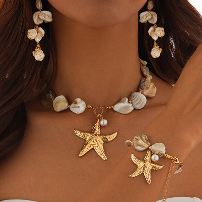 Classic Conch Pendant Necklace For Women Bohemian Starfish Beaded Choker Necklace Summer Beach Neck Fashion Jewelry O1CN01sMn