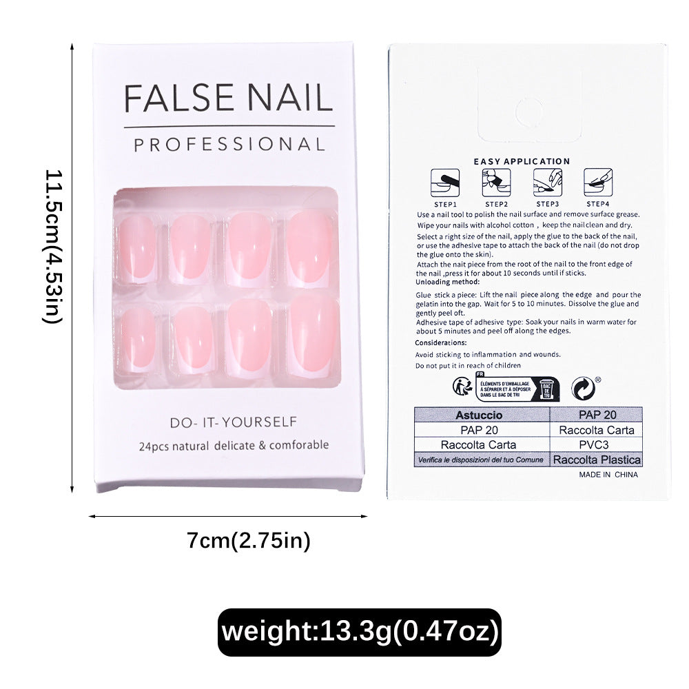 24 Pieces Nail Tips Square Short Simple Removable Boxed Fake Nails - HD Wireless Product #3