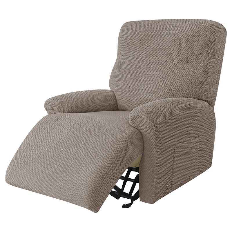 Cross-border European-style Recliner Stretch Sofa Cover Thickened Diagonal Stripe Fleece Recliner Protective Pad Non-slip Fur