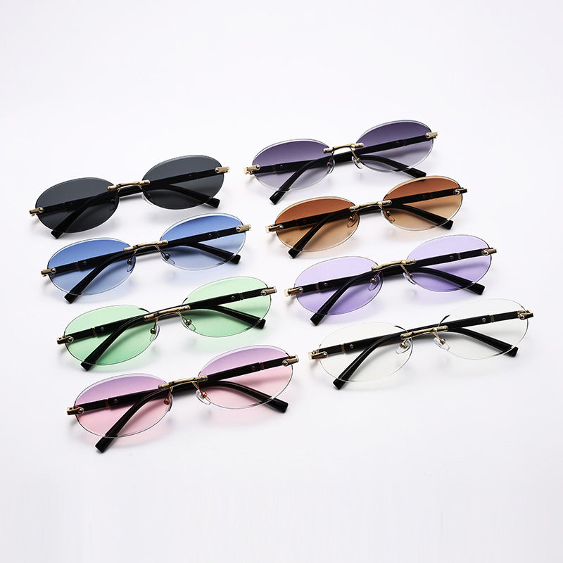 Trimming Oval Frame Sunglasses Frameless Hot Girl Sunglasses O1CN01wc67ST2ND59v7SaZp  2217885979928 0 cib