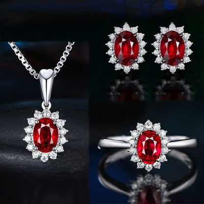 High-grade Ring Necklace Ear Stud Ornament Colored Gems Set Three-piece Set O1CN01wdo4AN1WNSOPhoMjU  2344632776 0 cib