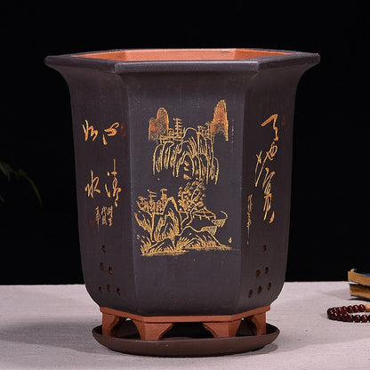Fine Zisha Flowerpot Hand-carved Hexagonal O1CN01zDt19q1ch2wLJrxLx  2215537733631 0 cib