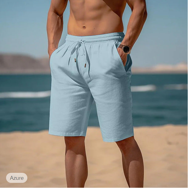 Summer Drawstring Shorts Elastic Waist Straight Pants Beach Breathable Shorts For Men Clothing O1CN01zQqo7C1YGhpgtyMEe  22007