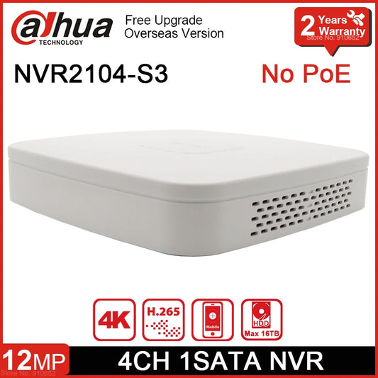Original Dahua NVR2104-S3 4CH AI ONVIF NVR 4 Channels P2P Network Video Recorder For IP Cameras Security No POE port Sc85e483
