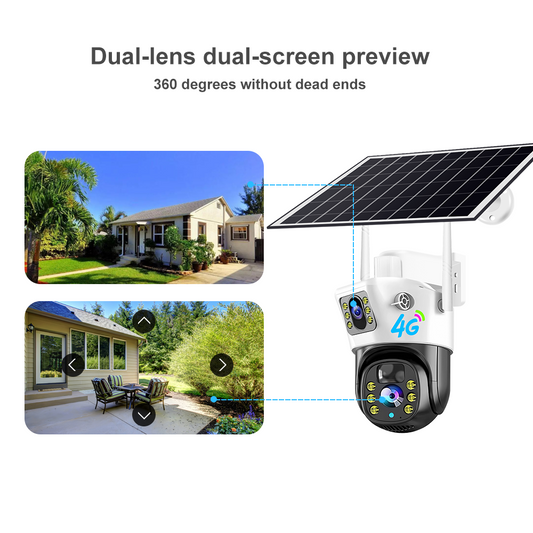4G Solar - Powered Outdoor Camera: Dual - Lens, 360° Surveillance without Blind Spots - Wireless Security Camera with Night Vision #1