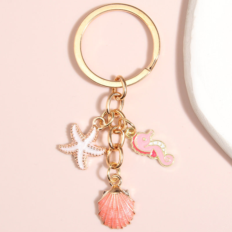 Creative Shell Starfish Mermaid Alloy Drip Keychain Pendant a004cbc8 8aeb 4897 a8fe 338cd768190a