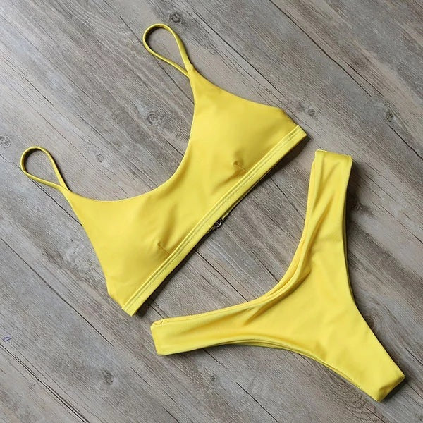 Women's Simple Clean Solid Color Bikini Swimsuit a0397acc 09c7 4f4a 88b6 c8258b42605a
