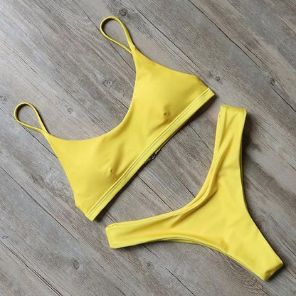 Women's Simple Clean Solid Color Bikini Swimsuit a0397acc 09c7 4f4a 88b6 c8258b42605a