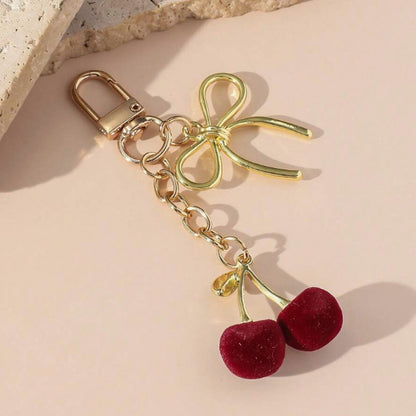 Exquisite Three-dimensional Fruit New Shiny Simulation Cherry Pendant Keychain