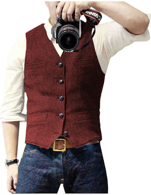 Slim-fit Herringbone Vest Casual Business Professional Formal Wear Groomsmen a05e9725 0282 4aac 8f13 b5a658a06fa9