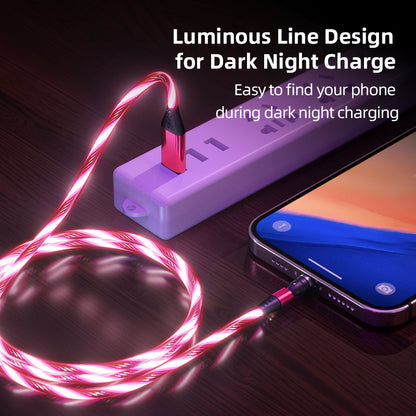 540 Rotate Luminous Magnetic Cable 3A Fast Charging Mobile Phone Charge Cable For LED Micro USB Type C For I Phone Cable - 图片 2