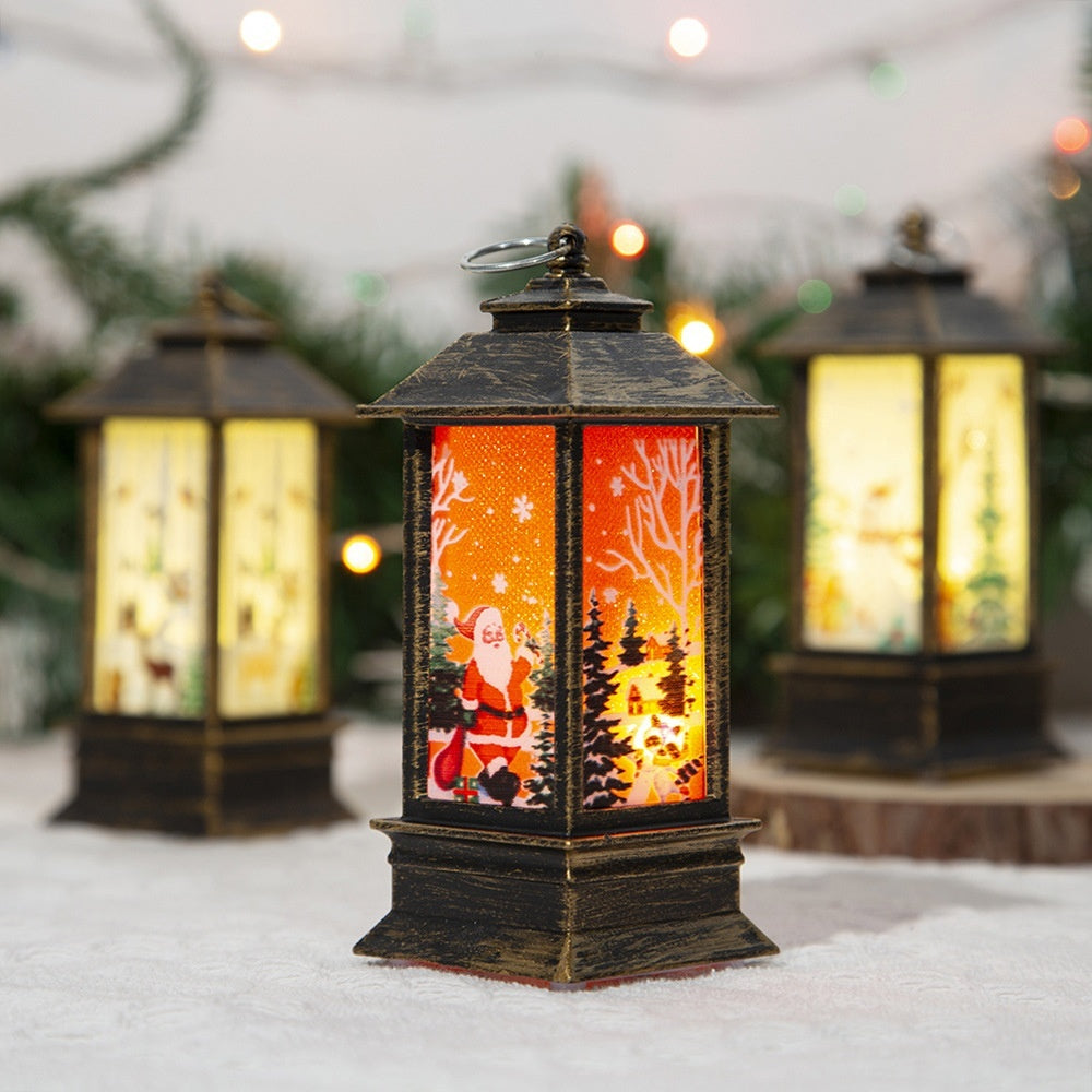 Christmas Portable Oil Lamp Santa Claus LED Night Lights Battery Powered Indoor Outdoor Hanging Lanterns Festive Party Decora