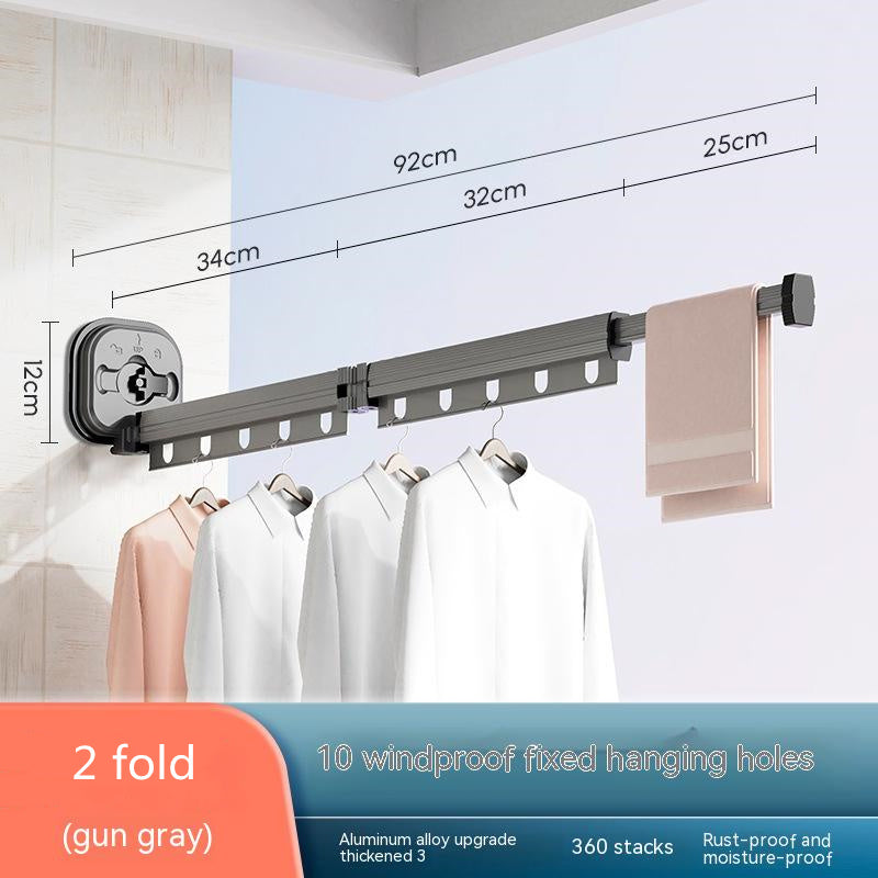 Suction Cup Folding Clothes Hanger Indoor Home Balcony Aluminum Retractable Drying Rack No Punching Folding Clothes Hanger a0